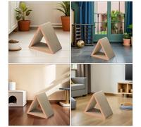 Hemobllo Griffoir Triangulaire pour Chat en Carton Ondulé Interactif D’Intérieur Compact Tapis à Griffer 6 Faces Multifonction pour Petits Espaces Griffoir Pliable Sécurisant et