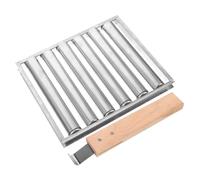 Hemobllo Grille à Saucisses en Acier Inoxydable pour Barbecue de Camping Manche en Bois Long, Support Roulant Pliant Résistant Haute Température, Accessoire de Plein Air Pratique et Portable