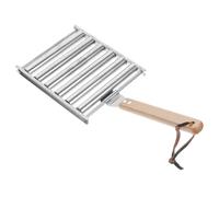 Hemobllo Grille à Saucisses en Acier Inoxydable Rouleau - Barbecue Extérieur Pliable - Support De Grill Portable pour Saucisses - Manche en Bois Détachable - Outil De Cuisson De Camping