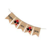 Hemobllo Guirlande en Lin Réutilisable Forme Queue d'Hirondelle Décorations Happy New Year Banderole Festive pour Fête du Nouvel an Décor Mural pour Intérieur et Extérieur