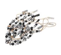 Hemobllo Guirlande Photo Suspendue 119 Cm avec Perles de Bois et Pinces à Photos, Décoration Murale Rustique Noire à Pompons, Porte-Photos Bohème pour Maison, Fêtes et Noël