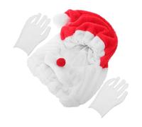 Hemobllo Housse de Casque de Moto en Peluche Festive de Noël Bonnet de Père Noël et Moufles Blancs, Doublure Douce et Chaude, pour Balades Hivernales