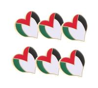 Hemobllo Insignes Patriotiques En Métal Forme Cœur, Broches Drapeau Palestinien 6 Pièces, Accessoires Palestiniens Pour Vêtements Et Paquet, Épingles De Revers Compactes Pour Voyage