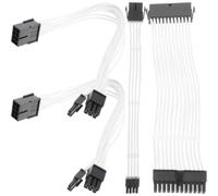 Hemobllo Kit de Câble D'extension d'alimentation PC 1x Pin et 2x8pin Pci-e, Compatible Large Blanc 1x24pin ATX Courant Stable, Clips Acryliques pour Gestion de Câbles