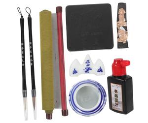 Hemobllo Kit de Calligraphie Chinoise Complet pour Garçon et Filles Tissu D'écriture à L'eau et Pinceaux en Plastique, pour Cours de Calligraphie et Détente Créative