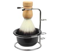 Hemobllo Kit de Rasage Blaireau Homme avec Bol Inoxydable et Support Mousse Dense Exfoliant Doux pour Rasage Traditionnel