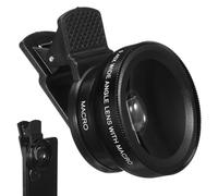 Hemobllo Kit d'objectifs 2 en 1 pour téléphone Portable Objectif Externe 0,45 x Super Grand Angle Macro 12,5 x Objectif Portable Professionnel Compatible avec iPhone, Samsung (Noir)