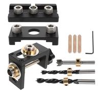 Hemobllo Kit Gabarit de Perçage Bois 10 Pièces - Outil de Fabrication de Tourillons avec Guide Réglable Gabarit Auto-Centrant Accessoires Complets pour Menuiserie Assemblage Meubles et