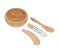 Hemobllo Kit Outils Mélange Masque Facial Bol en Bois, Bâtonnet, Pinceau et Cuillère, Accessoires pour Masques Cosmétiques Maison, Usage Salon et Quotidien
