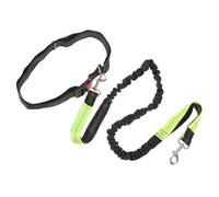 Hemobllo Laisse sans Mains pour Chien avec Sangle De Traction en Nylon Résistant, Taille Moyenne Noire Et Vert Fluo, pour Jogging Et Promenade Active, Adaptée Aux Chiens Sportifs