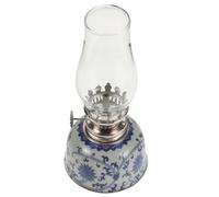 Hemobllo Lampe à Huile en Céramique Bleue à Motif Lotus Petite Lampe à Huile D’Intérieur Compacte et Portable Décoration Intérieure Style Kérosène pour Salon Camping et Chambre