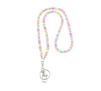 Hemobllo Lanière Tour de Cou Perles Colorées Argile Souple Porte-badge Porte-clés et Bracelet Téléphone pour Femmes Style Bohème Polyvalent