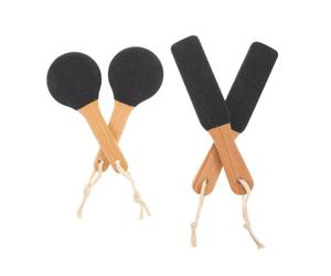 Hemobllo Lime à Pieds en Bois Carbonisé Technologie de Sablage pour Enlever Callosités, Design Ergonomique en Arche Plantaire, Lot de 4 Pièces Noir pour Soins des Pieds en Famille
