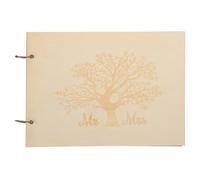 Hemobllo Livre D'or de Mariage en Bois Naturel, 1 Pièce 20 Pages, Registre de Signatures pour Réception, Fournitures de Mariage Essentiel pour Souvenir et Organisation des Invités