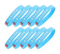 Hemobllo Lot de 10 Bracelets en Silicone Drapeau Canadien, Extensibles et Imperméables, Style Sportif pour Supporters de Football, Accessoire Événementiel et Fan de L’équipe, Taille Unique