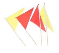 Hemobllo Lot de 10 Drapeaux de Marquage Pelouse Triangulaires Rouges et Jaunes en Polyester et Bois, Signaux Solide pour Chantier Jardin Extérieur, Balisage et Signalisation Pelouse