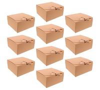 Hemobllo Lot de 10 Petites Boîtes Présents en Papier Kraft 20X20X10 CM avec Couvercle et Ruban Blanc Boîtes D’Emballage Décoratives pour Mariage Enterrement de Vie de Jeune Fille