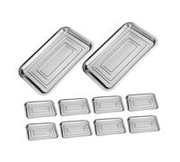 Hemobllo Lot de 10 Plateaux en Acier Inoxydable Assiettes Rectangulaires 27X20X2Cm Plats pour Barbecue Service de Banquet Stockage Alimentaire Adaptés à la Maison Restaurant la Cuisine