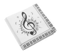 Hemobllo Lot de 100 Serviettes en Papier à Motifs Notes de Musique Carrées 33 X 33 CM Papier Absorbant pour Cocktail Dîner et Décoration de Fête D’Anniversaire Musicale