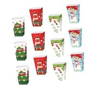 Hemobllo Lot de 12 Boîtes de Rangement Festives en Papier 12 X 12 X 12 CM Boîtes à Pop-Corn et Bonbons Motifs Noël pour Fêtes et Emballage Gourmand