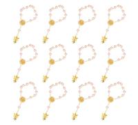 Hemobllo Lot de 12 Bracelets Ajustables Pendentif Ange 8Mm Perles Rose Clair Chaînes de Poignet Confortables et Polyvalentes pour Présents Religieux et Occasions Quotidiennes