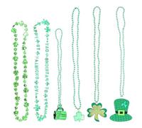 Hemobllo Lot de 12 Colliers Trèfle en Plastique Vert Taille Unique, Accessoires Festifs Saint-patrick, Pendentifs Créatifs Légers pour Décoration Costume et Fête