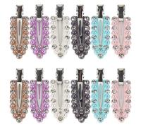 Hemobllo Lot de 12 Set de Pinces à Cheveux en Métal Strass, Forme Bec de Canard, Petite Taille, Assortiment 6 Couleurs, Accessoires Coiffure sans Marque pour Fête et Couleur Aléatoire