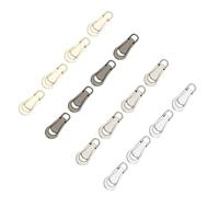 Hemobllo Lot de 12 Têtes de Fermeture Éclair en Métal Polies Tailles 3 Couleurs Assorties Accessoires pour Bagages Paquet et Bricolage Pièces de Rechange Pratiques