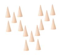 Hemobllo Lot de 15 Supports De Cônes en Bois Naturels pour Présentation De Bagues, DIY Bricolage, Diamètre 2,5 Cm x Hauteur 5 Cm, Accessoires D'artisanat pour Exposer Bijoux, Usage Atelier Créatif
