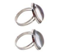 Hemobllo Lot de 2 Bagues D’Humeur à Changement de Couleur avec Pierre Ovale Vintage Anneau Ouvert Réglable en Alliage Bijoux Empilables pour Femmes - Style Rétro pour Fêtes et Occasions