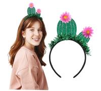 Hemobllo Lot de 2 Bandeaux Cactus à Paillettes Verts pour Femmes Serrage-Têtes Festifs Tropical Accessoires Cheveux pour Fête Plage Costume Hawaïen ou Halloween Couvre-Chefs Originaux