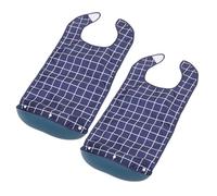Hemobllo Lot de 2 Bavoirs pour Personnes Âgées Imperméables et Réutilisables Taille Généreuse Ramasse-Miettes Intégré Fermeture Auto-Agrippante Protection Anti-Éclaboussures pour