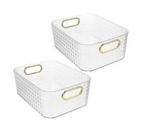 Hemobllo Lot de 2 Boîtes de Rangement Transparentes en Plastique Rigide Motif Diamant pour Cosmétiques et Accessoires de Salle de Bain Organisateur de Maquillage de Bureau et Plan de
