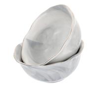 Hemobllo Lot de 2 Bols en Céramique Gris Marbré, Forme Irrégulière, Vaisselle pour Soupe de Riz et Céréales, Bol à Riz en Porcelaine, Compatible Lave-vaisselle, Usage Maison et Restaurant