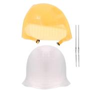 Hemobllo Lot de 2 Bonnets de Coloration en Silicone Lavable avec Aiguille, Bonnet Illuminateur à Domicile Perforé Marron et Blanc, Accessoire Multifonction pour Mèches Précises et Balayage