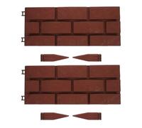 Hemobllo Lot de 2 Bordures de Jardin en Plastique Effet Pierre Clôture de Jardin Résistante aux Intempéries Petite Bordure Terrasse Couleur Brique pour Délimitation Extérieure et Massif
