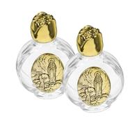 Hemobllo Lot de 2 Bouteilles d'eau Bénite en Verre Transparent 100 ML, Réservoir Rechargeable Décoratif Motifs en Relief, Petite Bouteille Portable pour Cérémonie Religieuse et Décoration
