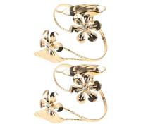 Hemobllo Lot de 2 Bracelets Manchettes en Métal Doré Fleurs et Cristaux Bracelets Ajustables Multifonctions pour Femme Décorations de Poignet Élégantes Accessoires pour Soirées et Usage
