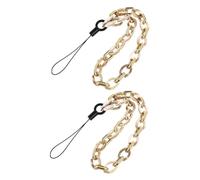 Hemobllo Lot de 2 Chaînes de Téléphone Portable Décoratives en Acrylique Multicolore Anneau, Courte, Anti-perte, Couleur Beige, Accessoire Créatif Suspendre et Personnalisation Smartphone
