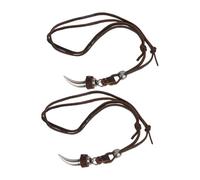 Hemobllo Lot de 2 Colliers Tribaux Dents de Loup Réglables en Cuir Marron pour Homme, Pendentifs Vikings Nordiques, Accessoires Mythologie, Bijou Ajustable pour Quotidien et Voyage