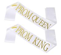 Hemobllo Lot de 2 écharpes pour le roi et la reine : écharpe de remise de diplôme avec lettres dorées pour bal de fin d'année, bal de fin d'année, école, bal de fin d'année, Halloween, cosplay