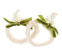 Hemobllo Lot de 2 Élastiques à Cheveux de Fleur pour Femmes et Filles, Résistants, en Plastique et Tissu, pour Bureau et École, Peuvent être Portés en Bracelet