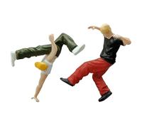 Hemobllo Lot de 2 Figurines Miniatures de Danseurs Hip-hop 1/64 en Résine, Décoration de Table à Sable et Mini Maison, Accessoire de Scène Urbaine pour Collection Intérieure