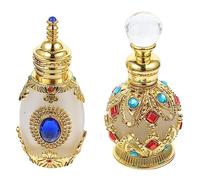 Hemobllo Lot De 2 Flacons De Parfum Portables En Verre Cristal 15ml, Bouteilles Rechargeables Étanches Dorées Et Bleues Pour Voyage, Poche Et Usage Extérieur