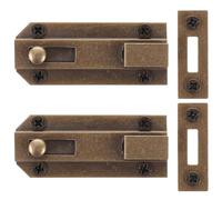 Hemobllo Lot de 2 Loquets de Porte en Laiton Ancien Verrou Coulissant Encastré 6 CM Pêne Dormant pour Porte-Fenêtre et Porte Coulissante Barre de Sécurité Robuste et Fenêtres