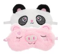 Hemobllo Lot de 2 Masques de Sommeil Occultants en Peluche Douce Yeux, Confortables et Légers, Élastique Ajustable, Voyage, le Bureau Sommeil Réparateur