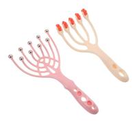 Hemobllo Lot de 2 Masseurs de Cuir Chevelu Griffes 5 et 9 Branches en Plastique Orange et Rose, Outil de Massage Portatif pour Apaiser et Gratter le Cuir Chevelu, Soin Capillaire Détente