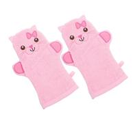 Hemobllo Lot De 2 Moufles Exfoliants De Bain Pour Garçon Et Filles Grosse Taille En Tissu Doux 100% Polyester Couleur Rose Motif Chat En Peluche Pour Soins Corporels Et Bain Quotidienne