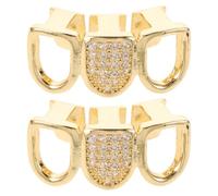 Hemobllo Lot de 2 Ornements Dentaires Hip-Hop en Cuivre Doré avec Zircon Étincelés Décoratifs Creux Style Rappeur Accessoires Cosplay pour Adultes