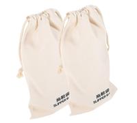 Hemobllo Lot de 2 Paquets à Pantoufles Beiges en Tissu avec Cordon de Serrage, Légers et Portables, Rangement pour Vos Voyages